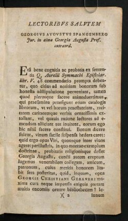 III-VIII, Lectoribus Salutem