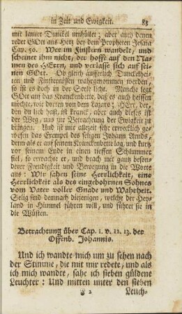 Betrachtung über Cap. 1. v. 12. 13. der Offenb. Johannis.