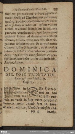 Dominica XIX. Post Trinitatis, Evangelium Matth. 9. Capite