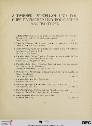 Altwiener Porzellan und solches deutscher und böhmischer Manufakturen (Nr. 1-48)