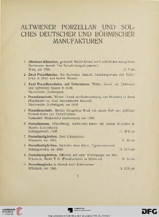 Altwiener Porzellan und solches deutscher und böhmischer Manufakturen (Nr. 1-48)