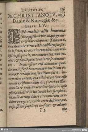 Dn. Christiano IV. regi Daniae & Norvegiae &c. Epist. LV.