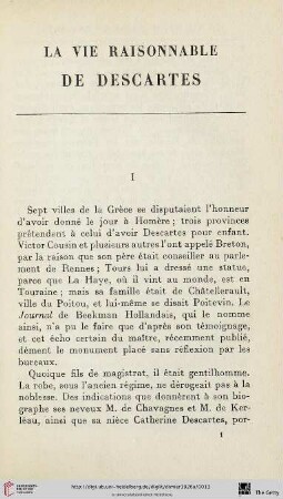 La vie raisonnable de Descartes