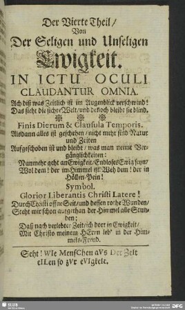 Der Vierte Theil, Von Der Seligen und Unseligen Ewigkeit