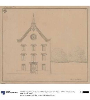 Berlin. Entwurf zum Gymnasium zum Grauen Kloster. Giebelansicht