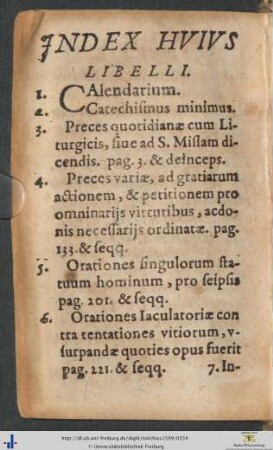 Index Huius Libelli