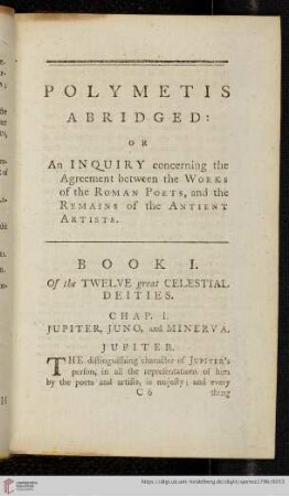 Chap. I. Jupiter, Juno, and Minerva
