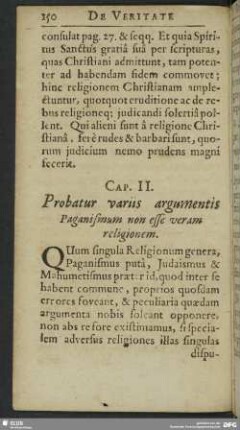 Cap. II. Probatur variis argumentis Paganismum non esse veram religionem