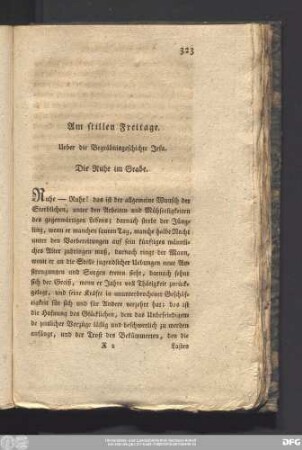 Am stillen Freitage. Ueber die Begrägnisgeschichte Jesu. Die Ruhe im Grabe.
