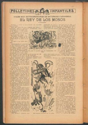 El rey de los monos : Folletines infantiles - Viajes muy extraordinarios de Saturnino Farandoul - (Continuación)