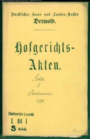 Sobbe, Witwe gegen Brokmann zu Stadenhausen - Schuldforderung