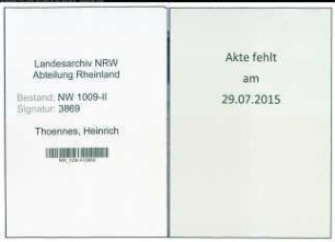 Entnazifizierung Heinrich Thoennes , geb. 29.06.1907 (Pfleger)