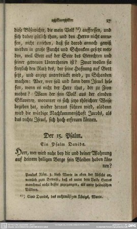 Der 15. Psalm. Ein Psalm Davids