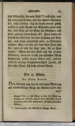 Der 15. Psalm. Ein Psalm Davids
