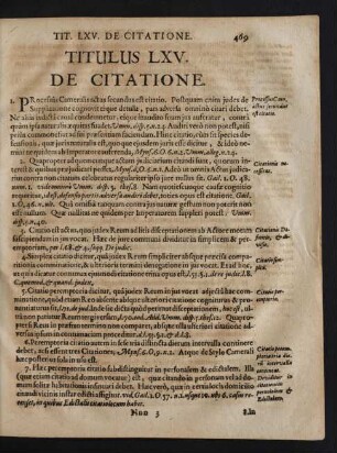 Titulus LXV. De Citatione.