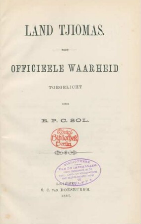 Land Tjiomas : officieele waarheid