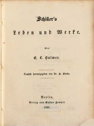 Schiller's Leben und Werke