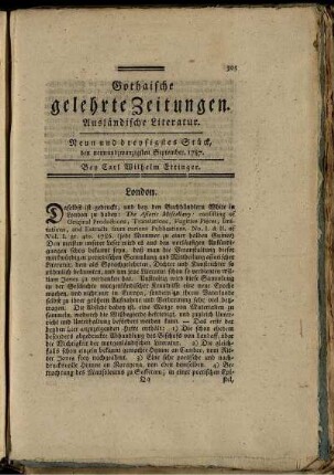 Neun und dreysigstes Stück, den neunundzwanzigsten September, 1787.