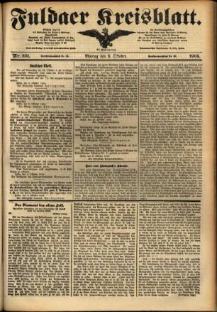 Ausgabe vom Montag, den 09. Oktober 1905.