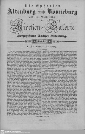 I. Die Ephorie Altenburg (Fortsetzung), Die Parochie Saara : 21. Lieferung