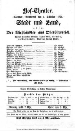 Stadt und Land, oder: Der Viehhändler aus Oberösterreich