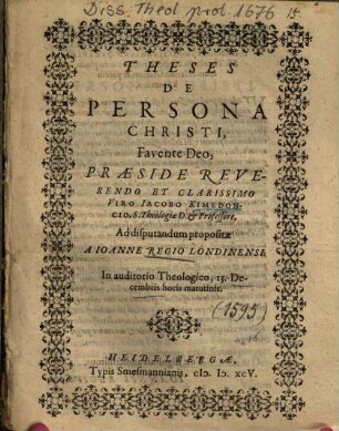 Theses De Persona Christi
