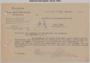 Brücke A: Brief bzgl. Verstärkung der Siegbrücke Siegburg