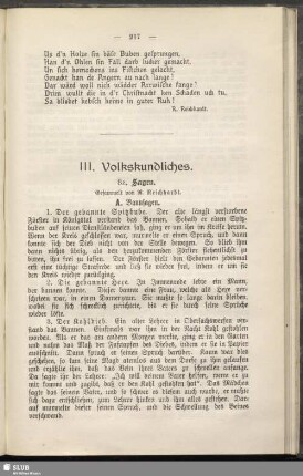 III. Volkskundliches