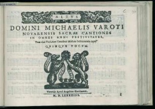 Michele Varotto: Sacrae cantiones in omnes anni festivitates ... Quinque vocum. Altus