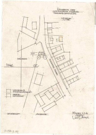 Gsaenger, Gustav; Moosburg (Bayern), Münchnerstr., Thalbacherstr.; Trafostationen - Eingabeplan einer Netztrafostation (Lageplan)