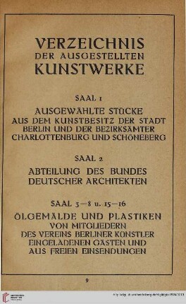 Verzeichnis der ausgestellten Kunstwerke