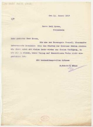 Brief an Emil Kross : 15.01.1914