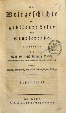Die Weltgeschichte für gebildete Leser und Studierende, 1