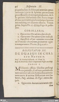 Disputatio III. De Duabus In Christo Naturis