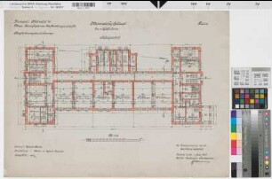 Münster (Münster) Trainkaserne Mannschaftshaus (3.u.4. Eskadron) Bl. 2 Grundriß Kellergeschoß 1917 1 : 100 50 x 67 Farb. Druck Regierungsbaumeister Maschke Hochbauamt Münster