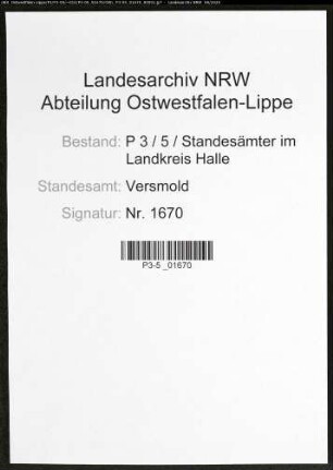 Namensverzeichnis Versmold, Todesfälle