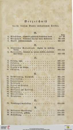 Verzeichniß der in diesem Bande enthaltenen Artikel
