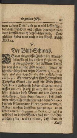 V. Der Blut-Schweiß