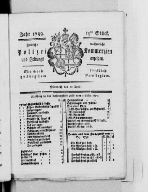 15tes Stück, Ausgabe vom 10. April 1799