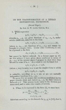 On the transformation of linear differential expression.