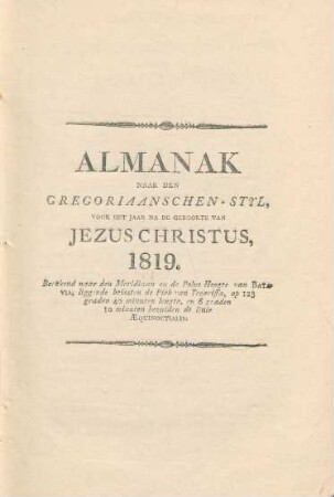 Almanak voor het jaar 1819