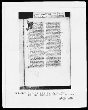 Biblia sacra mit einem altlateinischen Judith-Text — Initiale B(eatus vir), Folio 158recto