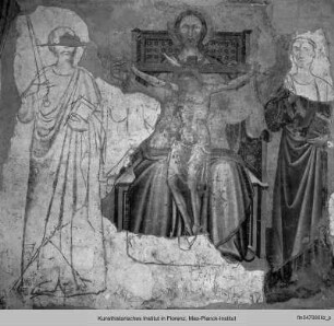 Gnadenstuhl zwischen Petrus und Paulus mit sichtbarer Sinopia
