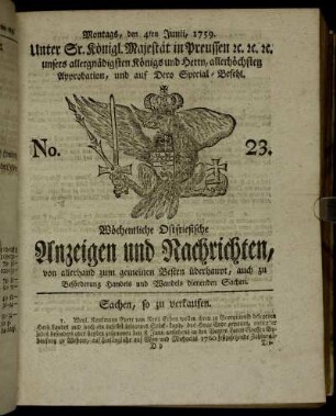 No. 23. Montags, den 4ten Junii, 1759.