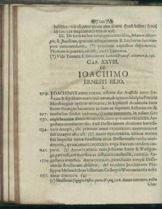Caput XXVIII. De Joachimo Ernesti Filio