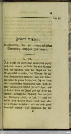 Zweyter Abschnitt. Beschreibung der zur topographischen Vermessung nöthigen Instrumente