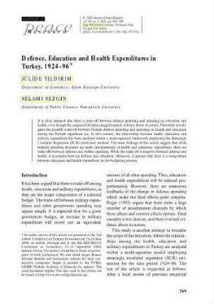 Defence, Education and Health Expenditures in Turkey