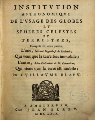 Institution astronomique de l'usage des globes