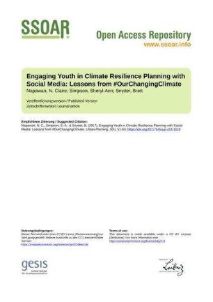 Engaging Youth in Climate Resilience Planning with Social Media: Lessons from #OurChangingClimate