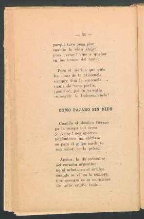 Cómo pájaro sin nido